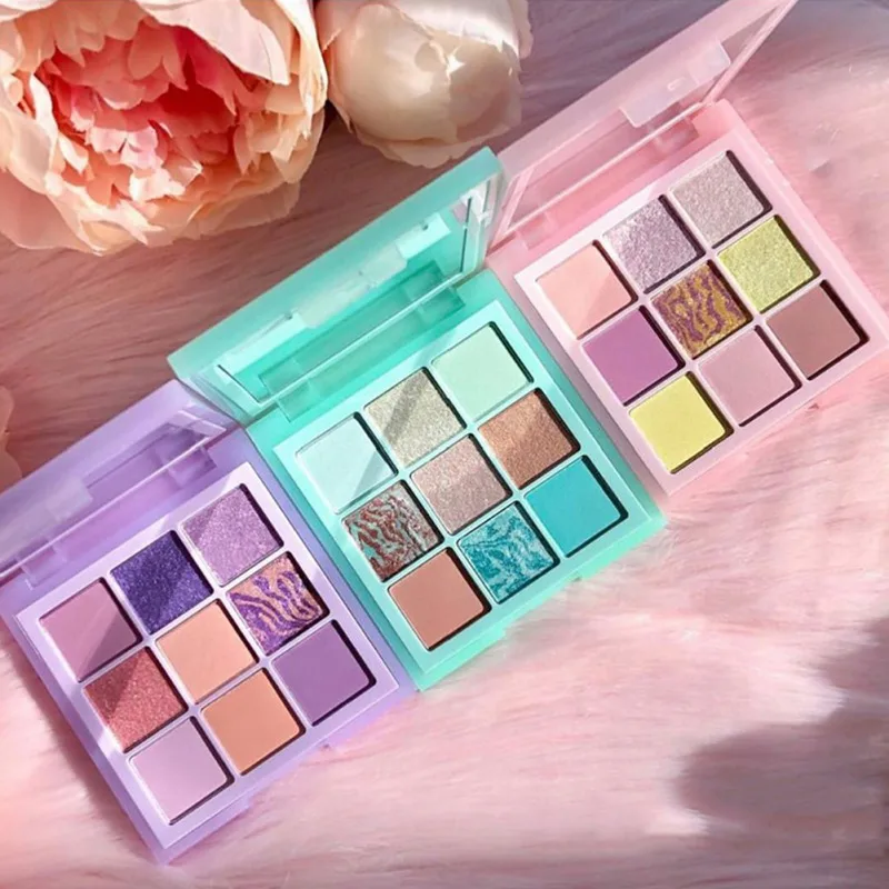 9 Colors Eyeshadow Palette Matte Shimmer Long-lasting Eyes Makeup Shadow Pallet Set Mint Pastels Lilac Portable Maquiagem