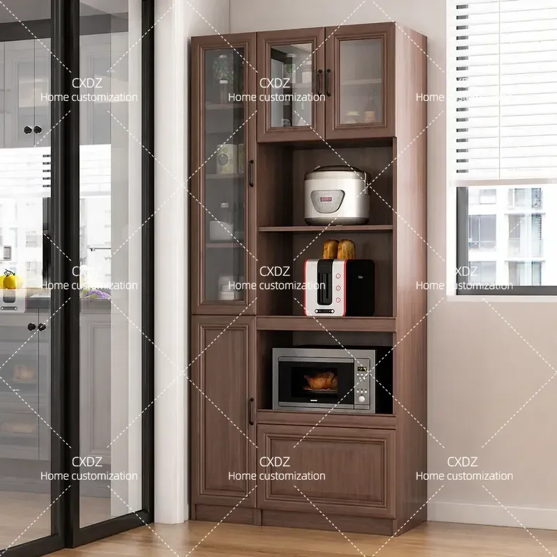 Medieval Style Wall Mounted Dining Side Cabinet Integrated Storage Locker for Kitchen Oven Microwave Cupboard 7G-220