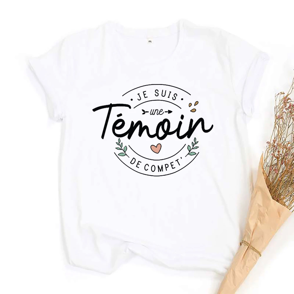 Temoin French Print T-Shirt addio al nubilato testimone T Shirt Wedding Shower Tshirt damigella d'onore gruppo Top abiti da sposa