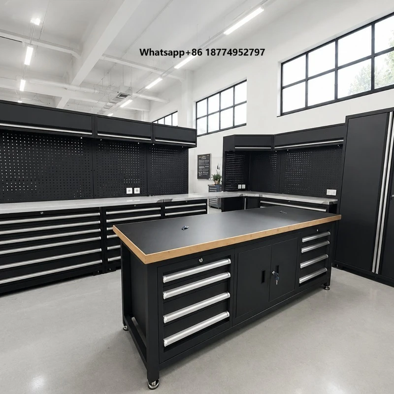 ROCKBEN OEM Customizable Cabinet Combination Workstation Metal Drawer Cabinet Industrial Workbench for Workshop