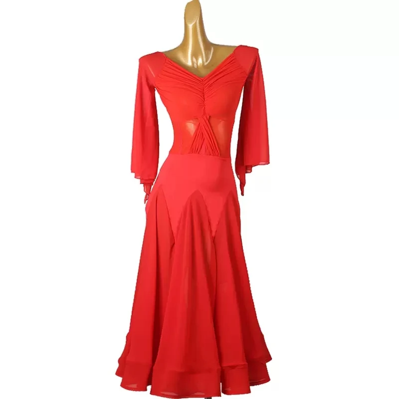 Dancing Hall Modern Dance International Performance Grade Clothing Samba Standard Dress High end Customized Red Skirt