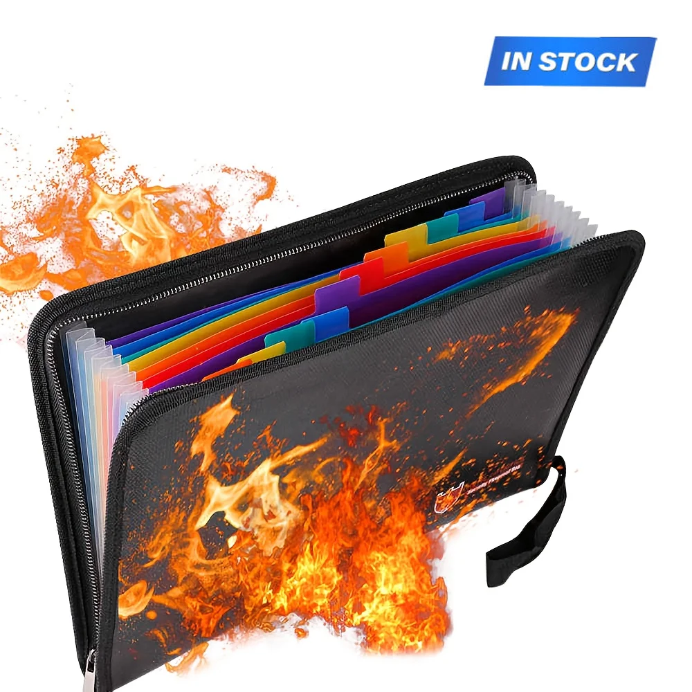 Back-to-School Season Colorful File Folder Fireproof File Storage Bag with Expandable Pages Large Capacity Storage File Storage