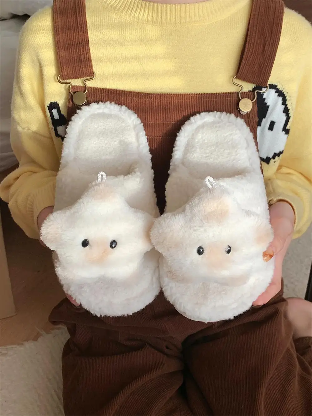 Women Home Slippers Instagram Plush Star Indoor Household Plush Slippers For Students Autumn And Winter Indoor Cute