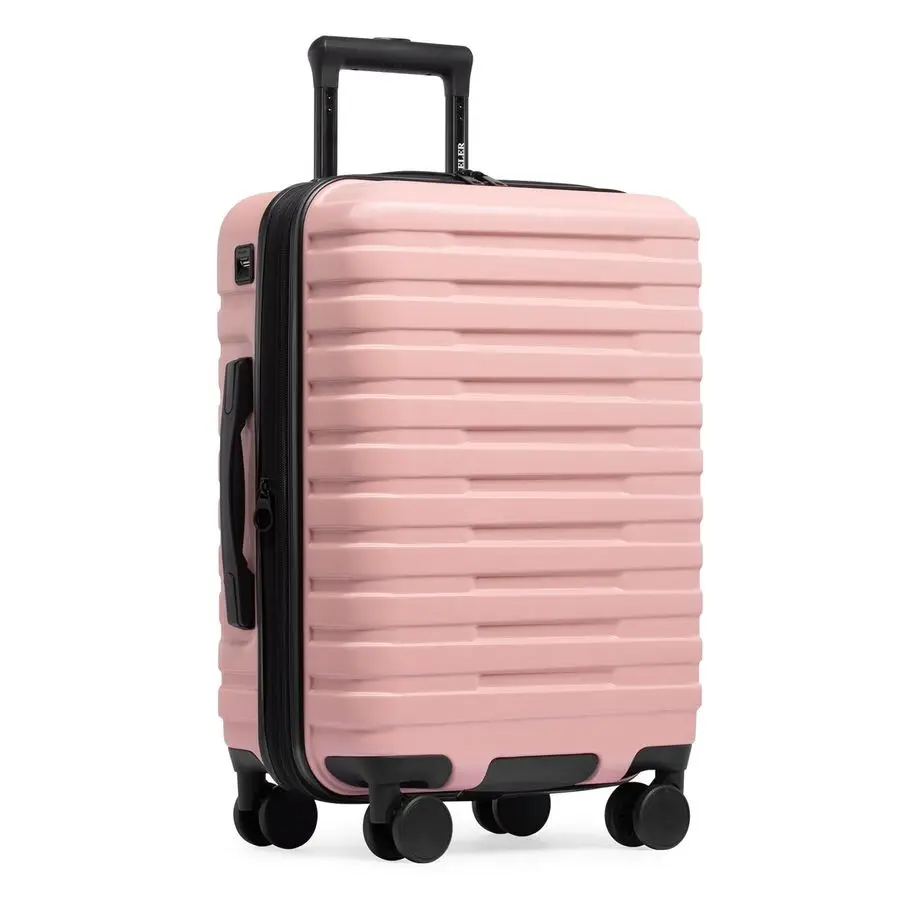 Bagagem Hardside Spinner com alça de alumínio, rosa, Carryon 22 polegadas
