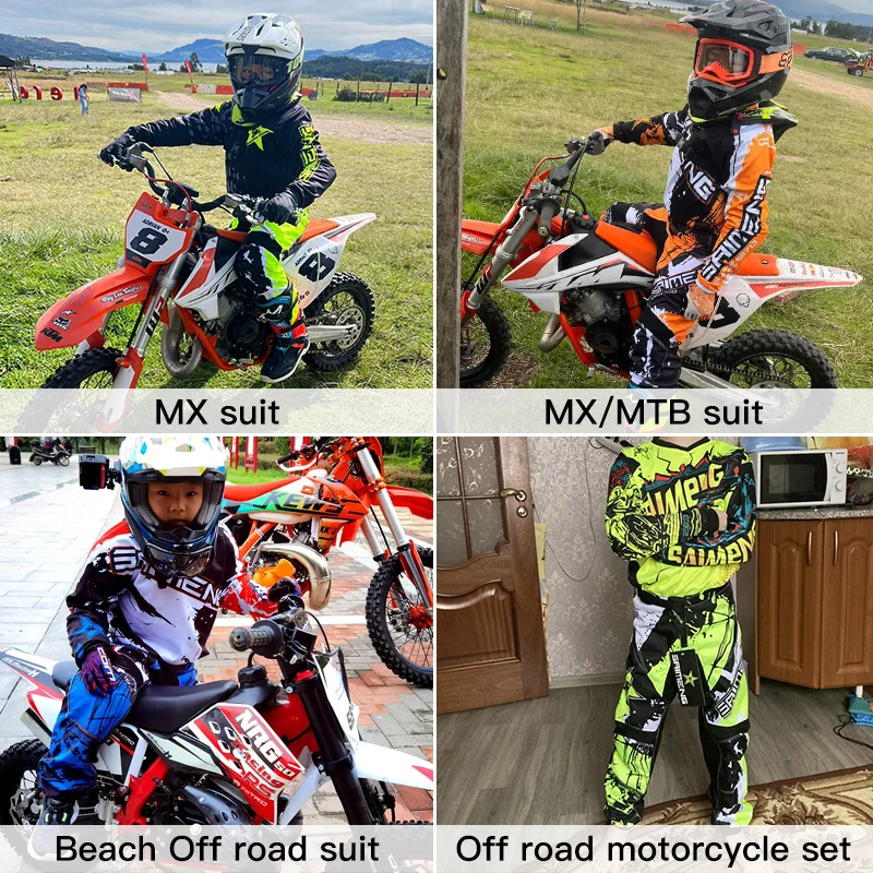 Motocross Gear Set for Kids 20 22 24 26 28 Enduro Cross Child Boy Girl Off-Road MX MTB Youth Pink Green Customized Name Number