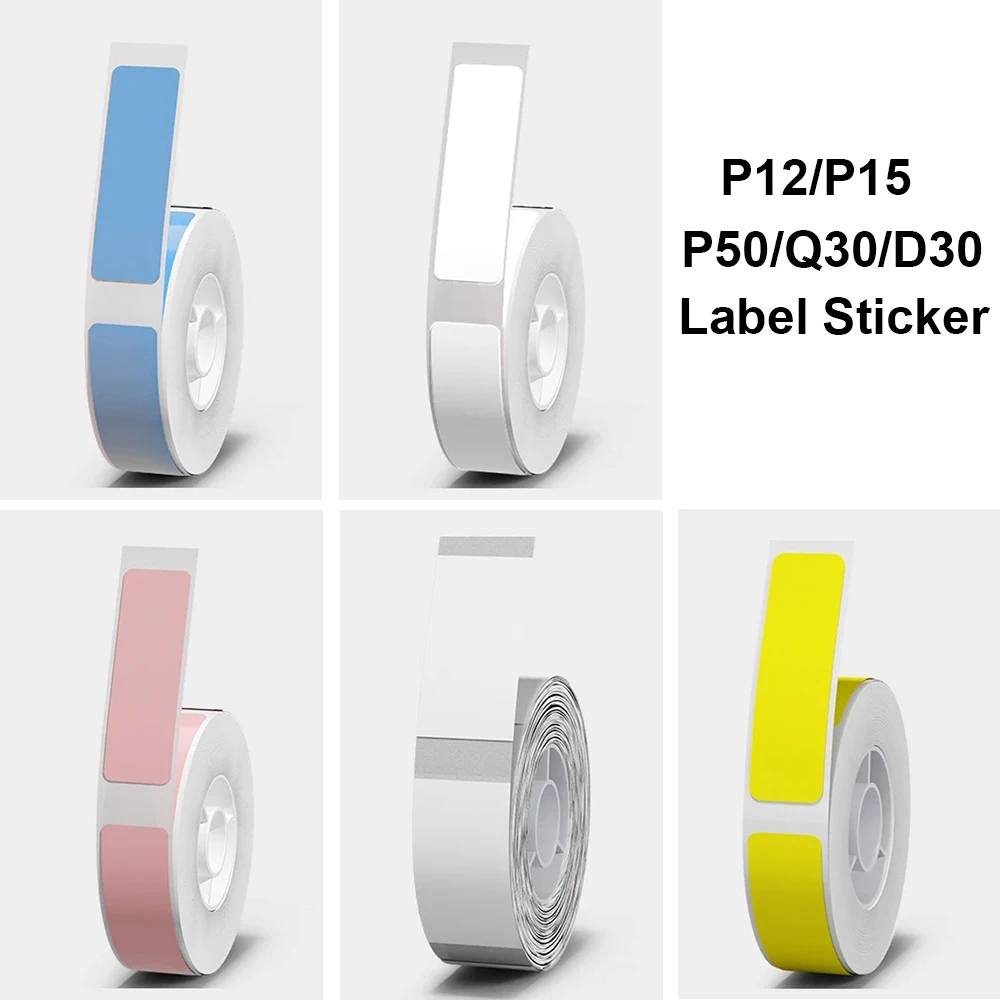 1Roll Self Adhesive Label Sticker 12x40mm 14*30mm Thermal Paper Roll for P12/P15/P50/Q30/D30 KingJim LR5C Labeling Maker Printer