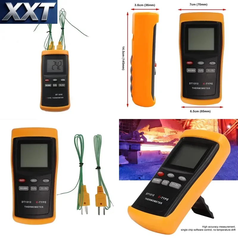 XXT Thermocouple K-type Probe Thermometer Dual Channel K Type Digital Pyrometers Contact Thermometer Industrial