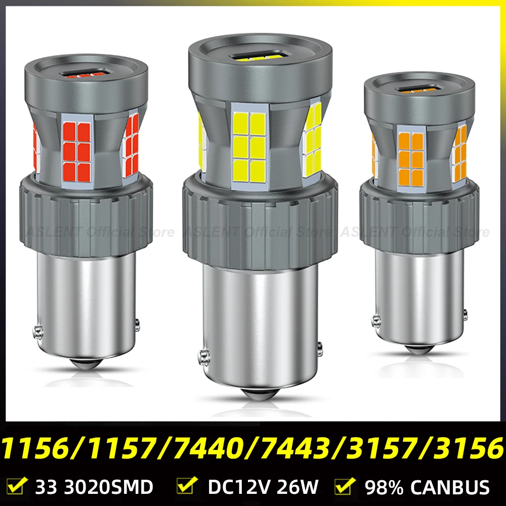 2pcs 26W P21W LED CANBUS 2600Lm PY21W Error Free BA15S T20 7440 W21W 1156 BAU15S 7443 P21/5W No Hyper Flash 12V Turn Signal Lamp