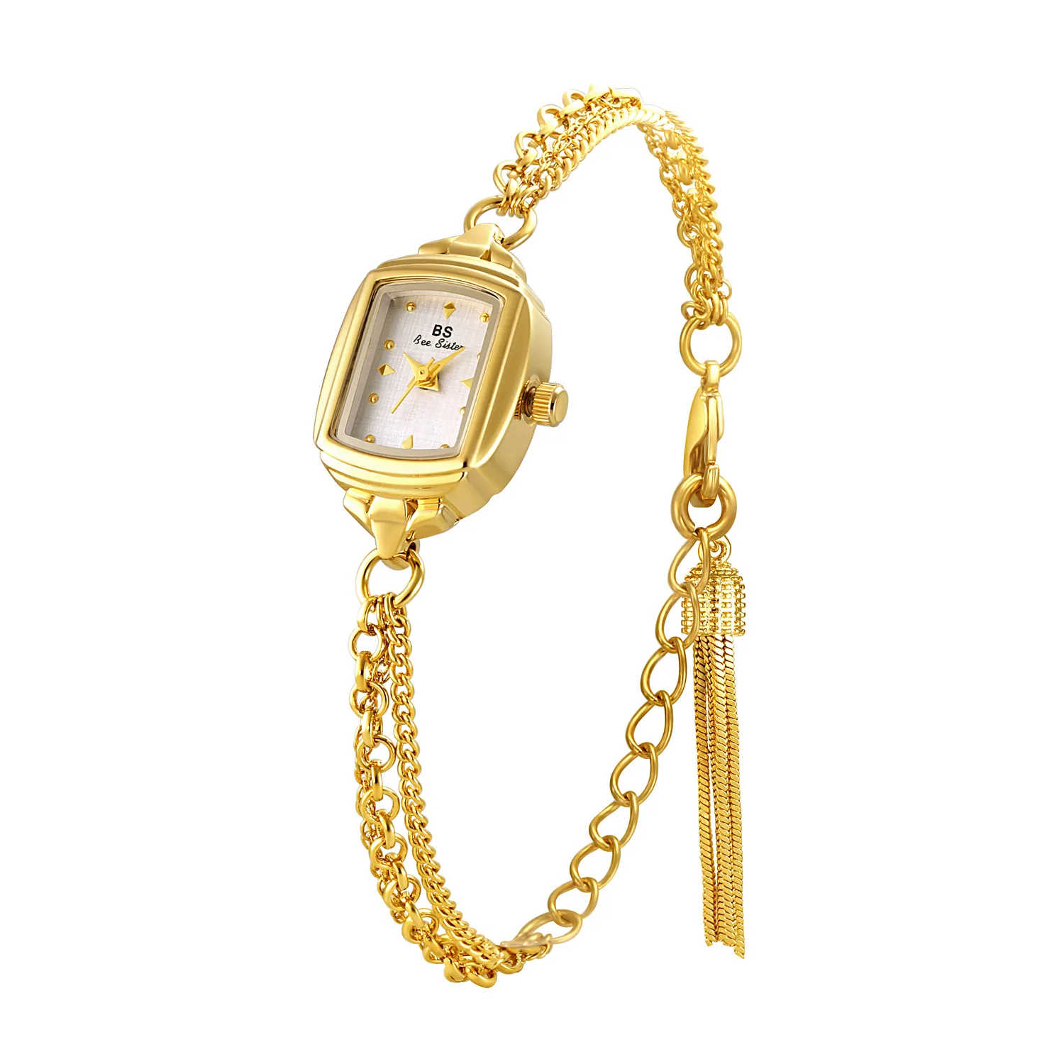 Luxury Brands Woman Watch Vintage Gold Bracelet Small Clock, Lady Dress Quartz Watches,Golden Bracelets Wristwatch