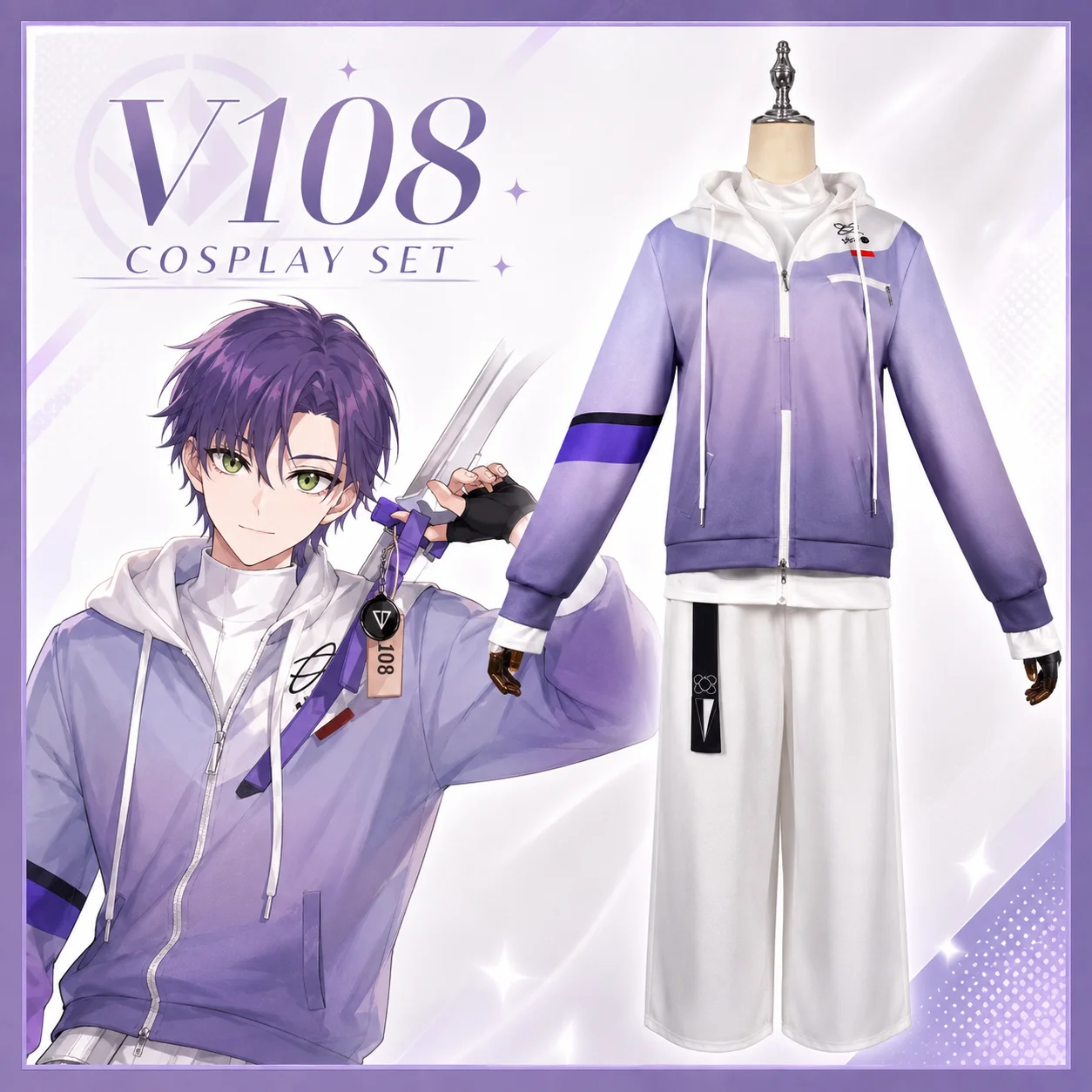Toya Cosplay Tracksuit Hoodies Pullover Wig Daily Party Suit for Adult Man Cosplay Wig collection with Kenmochi character style