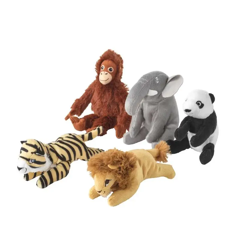 YIJA DJUNGELSKOG Pongo Orangutan Monkey Lion Tiger Panda Elephant Plush Toy Stuffed Doll Cartoon Animal Boy Girl Friend Gift 1pc