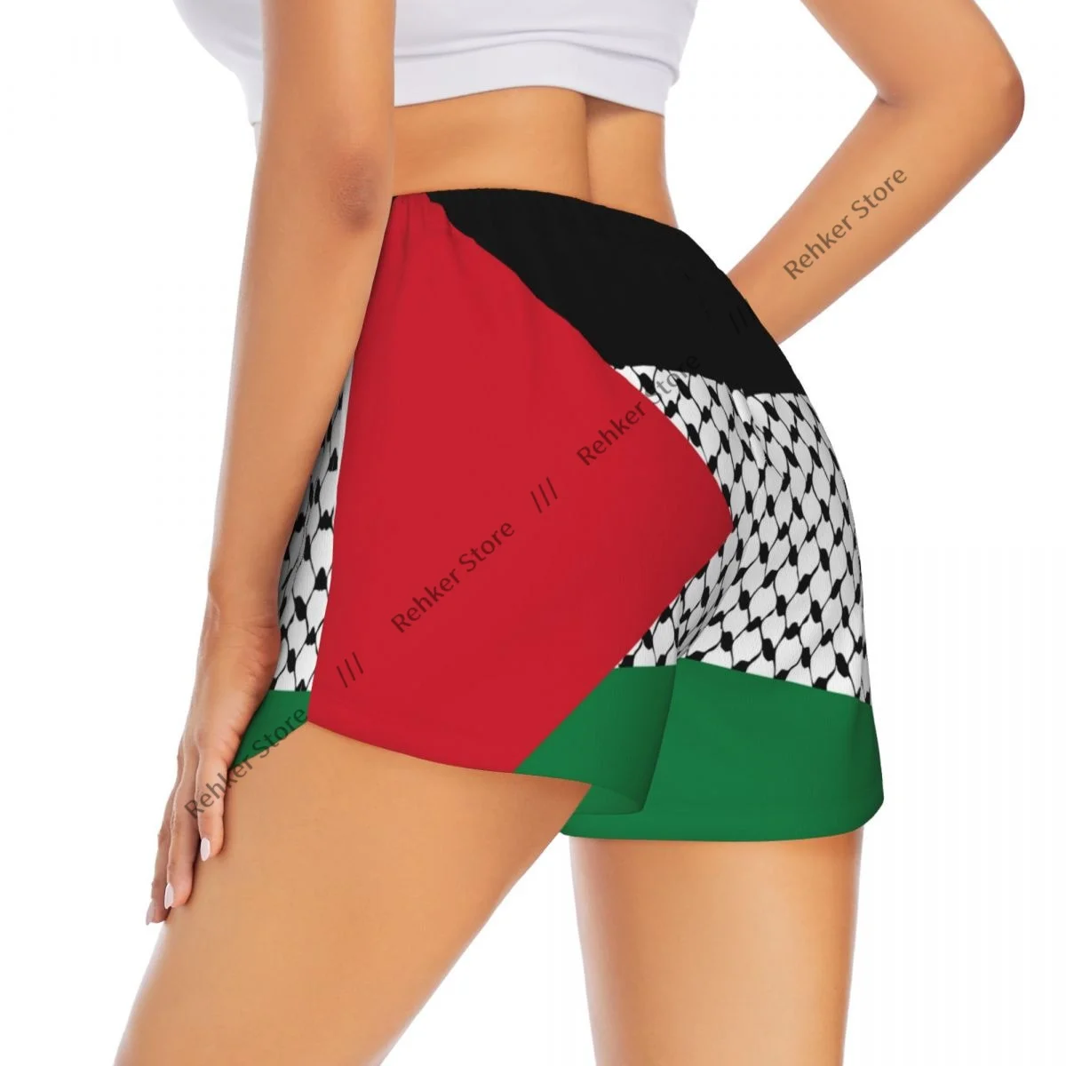 

Шорты для йоги для женщин, шорты для фитнеса, байкерские спортивные шорты для бега, быстросохнущая спортивная одежда с флагом Палестины и карманом