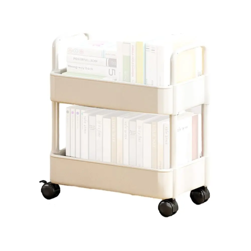 Mobile Bookshelf With 4 Wheels 20lbs Max Load Capacity Storage Rack Multifunctional Utility Storage Cart For Kitchen Bathroom