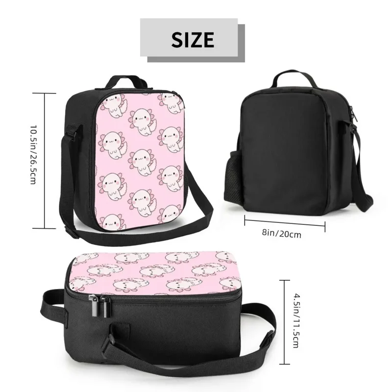 Custom Cute Axolotl Lunch Bag Women Warm Cooler Insulated Lunch Boxes for Children School