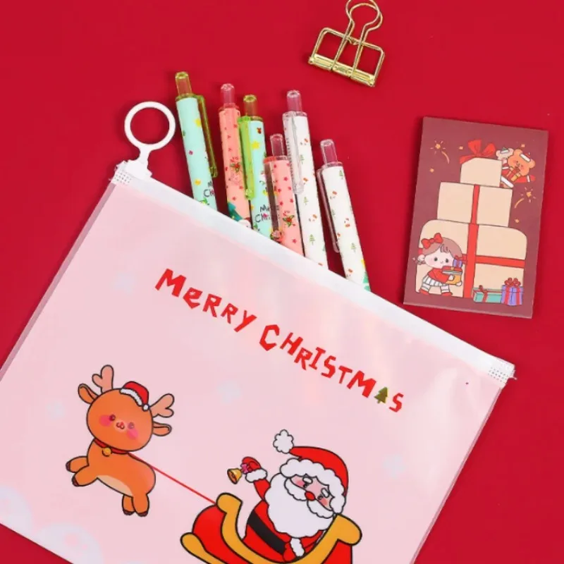 

10/100PCS Matte White Christmas Ring File Zipper Bag Resealable DIY Xmas Book Stationery Chid Gifts Schoolbag Pouches