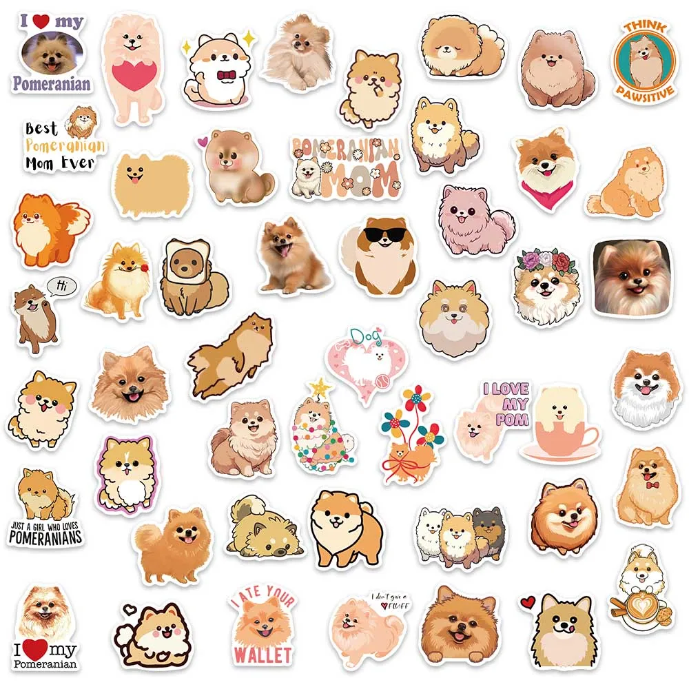 50 Stuks Schattige Pomeranian Hond Sticker Damon Graffiti Stickers Voor Laptop Bagage Telefoon Shell Plakboek Koelkast Prachtige Stickers