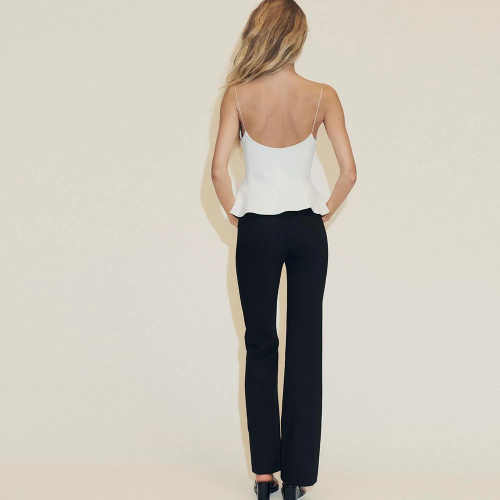 Women's Casual Blouse - Spring/Summer Style. Elastic Shoulder Straps. Round Neckline. Sexy Design. Slim Fit. Valentine's Day Sty