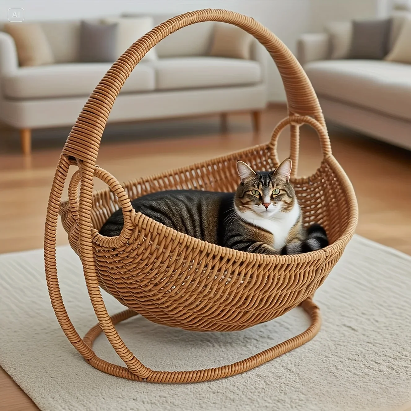 

Гамак для кошек ручной работы, легко собирается, кровать-корзина для кошек ручной работы, кровать-качалка для кошек, прочная и удобная домашняя кровать для домашних животных