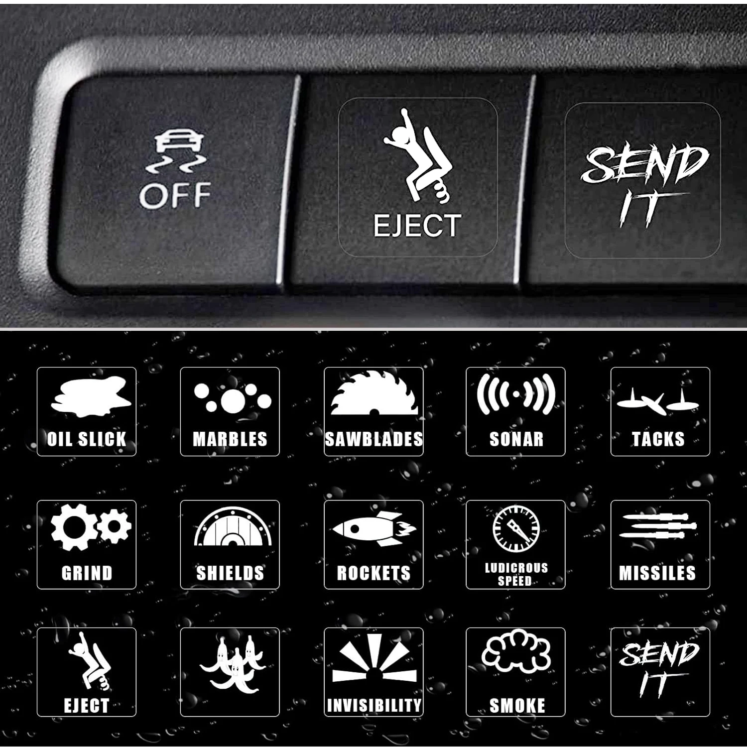 1 Set Creative Self-adhesive Car Switch Button Vinyl Sticker Dashboard Console Label Decal For Car Truck Interior Decor