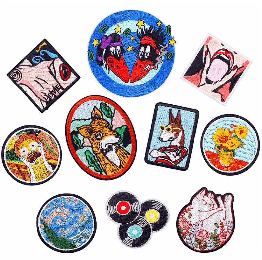 10 Pcs Fashion Badges Embroidery Patches Embroidered Clothing Hat Bag Shoe Repair Material Phone Gift Box Decor DIY Accessory