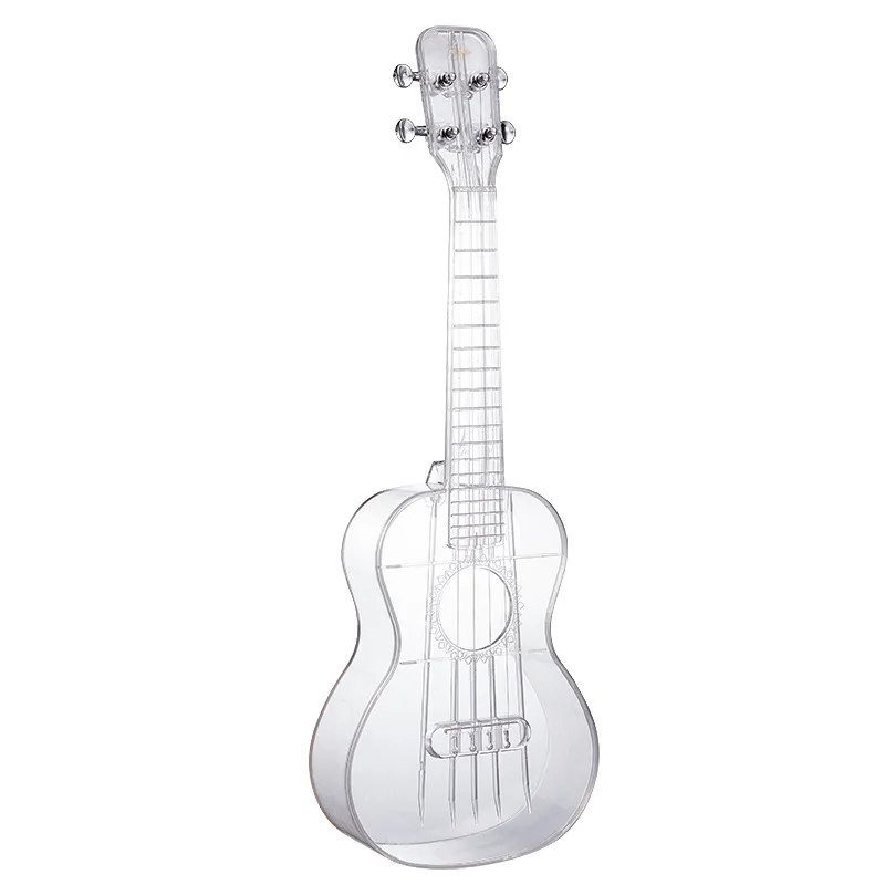 21 Inch Transparent Ukulele for Students Adults Beginners Clear Guitar with Lights Portable String Ukelele Musical Instruments