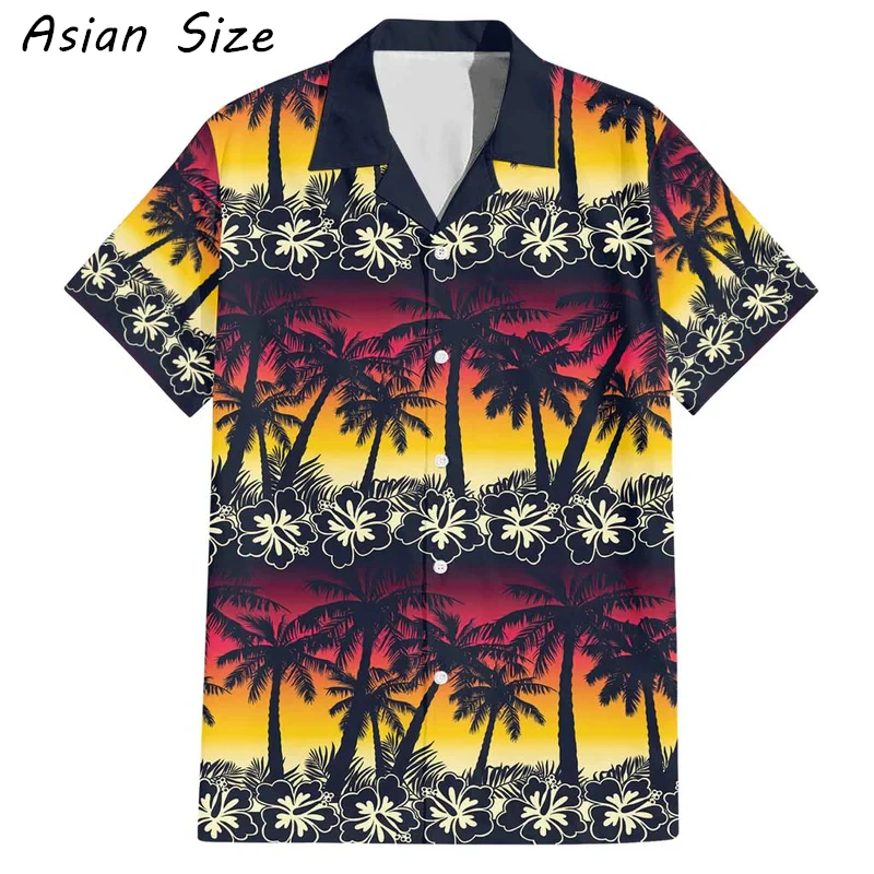 

Летняя мода 2026: Новые повседневные рубашки с коротким рукавом и отложным воротником, с принтом тропических растений, гавайские цветочные рубашки, блузки и топы с пальмами