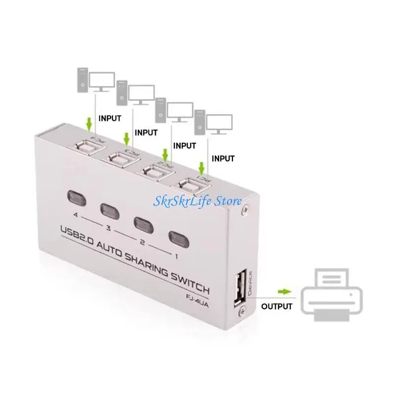 E65E USB Printer Sharer Device 2/4 Ports USB Printer Sharing Peripheral for Printer