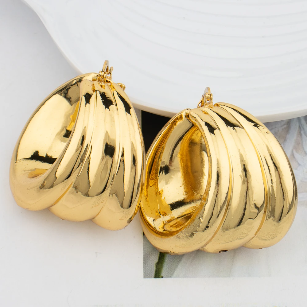 Dubai Gold Plated Jewelry Earrings Set Banquet Drop Women Lady Luxury Big Earrings for Girls Golden Hoop Earrings