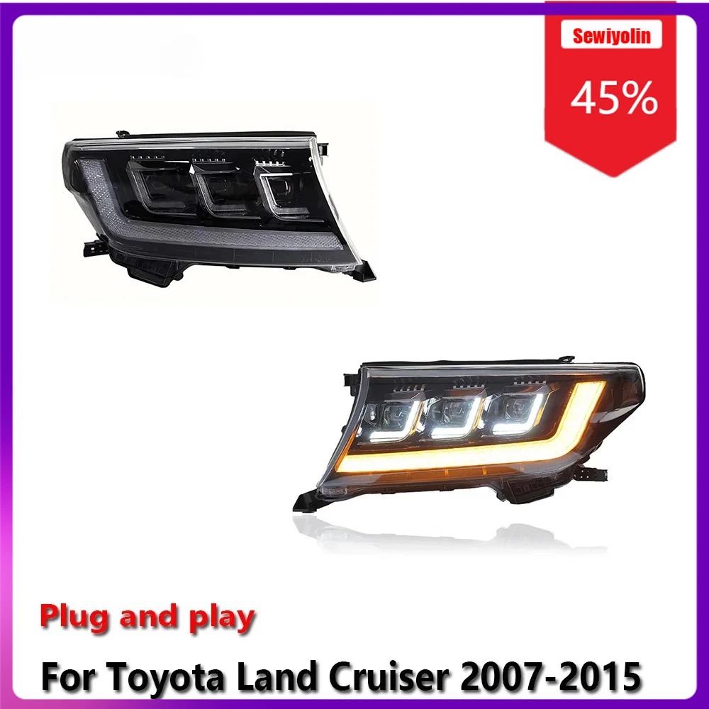 

Автомобильные светодиодные лампы Sewiyolin в сборе для Toyota Land Cruiser 2007-2015, противотуманные фары DRL, стоп-сигнал поворота