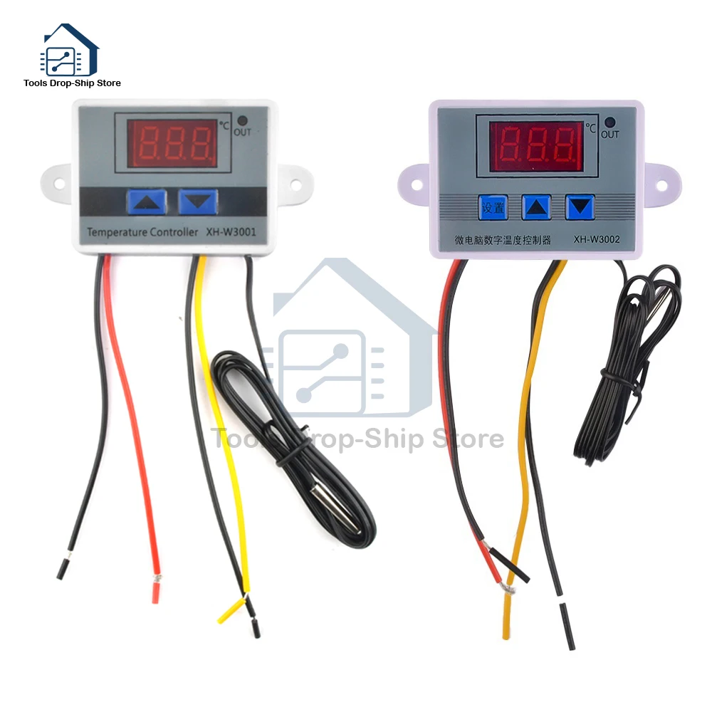 Temperatura Digital Microcomputador Termostato W3001 W3002 dc 12v 24v ac 220v Sonda Calor Legal Temp Termostato Interruptor de Controle