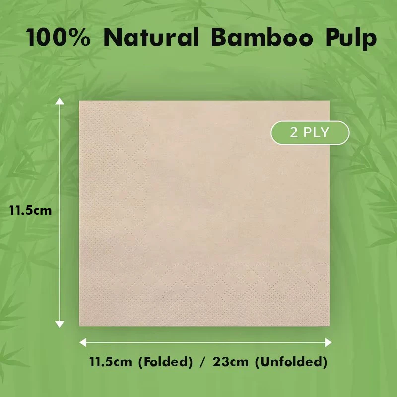 100/300Pcs Disposable Napkins, Compostable Lunch Dinner Napkins, Unbleached Bamboo Pulp Napkin