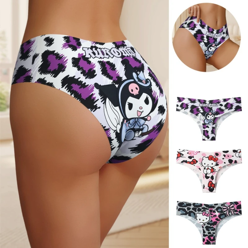 

Women's Hello Kitty Sanrio Cartoon Pattern Stretch Panties Underwear Sexy Breathable Xs-xxl Silk Without Trace Kuromi Underwear