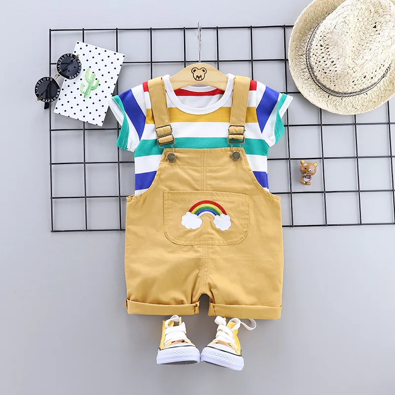 handsome Fashion baby boys Clothing sets Korean Version Little kids overalls Clothes Suits summer