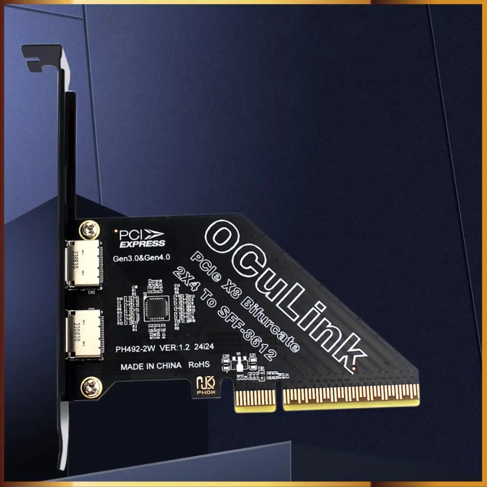 

PCIeX8 To 2 Port Oculink SFF 8611 8612 Expansion Adapter Support PCIe 4.0 Adapter Card Expansion Card Convert Card for Win/Linux