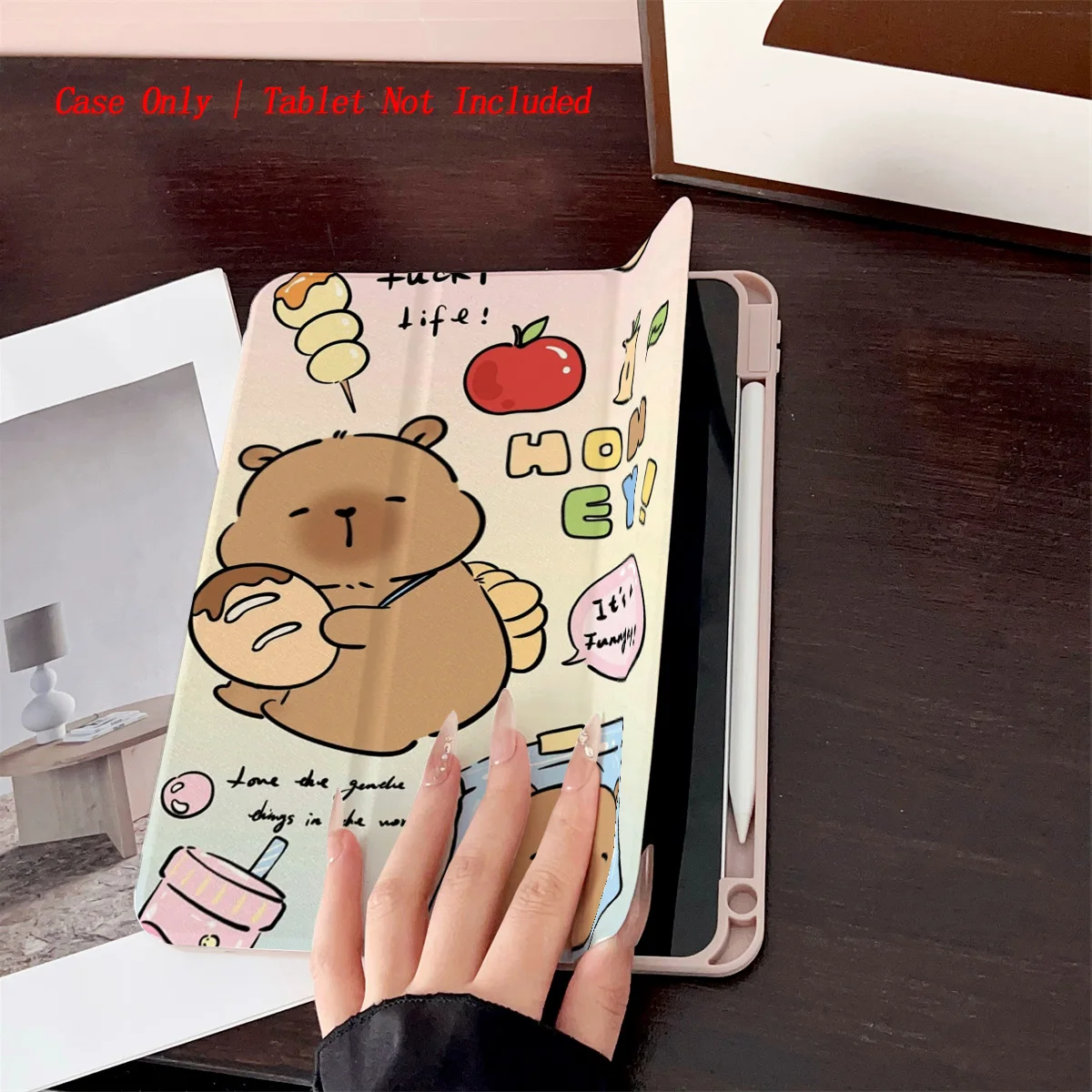 Kawaii Capybara Print iPad Cover For Apple iPad 10.2 10.9 Inch Air 3 Pro 11 Mini 6 Shockproof Case