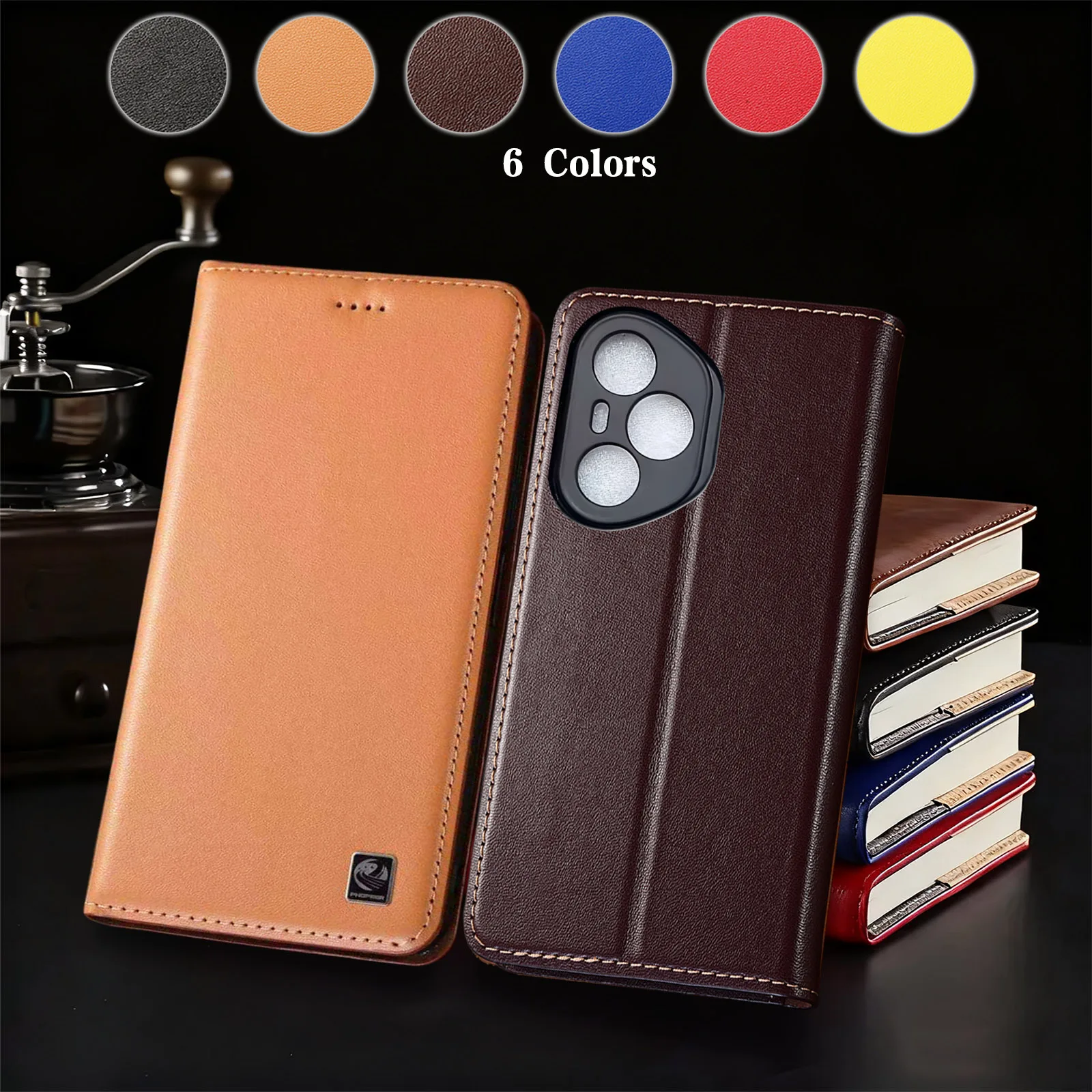 

Genuine Leather Case For Honor 80 90 100 200 300 400 Pro Lite Ultra Smart SE GT Nappa Pattern Flip Wallet Cover Cowhide Non-Slip