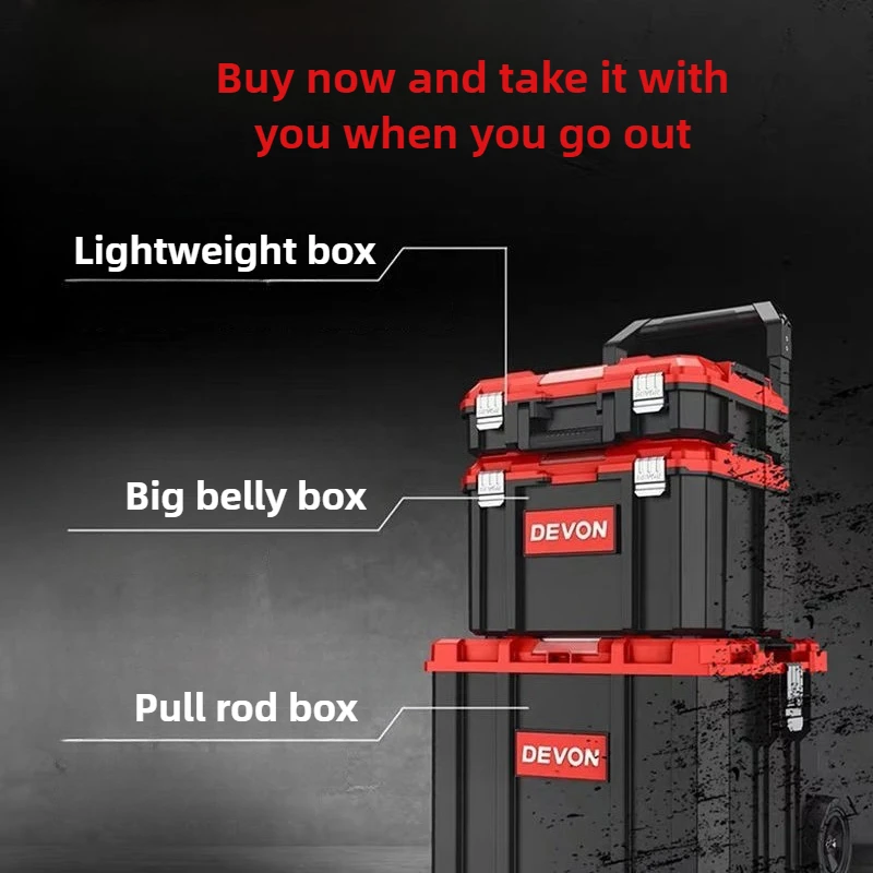 Pull Rod Toolbox Stacked Multi-purpose Storage Case Large Capacity Durable Combination Tools Organizer Practical Tool Case