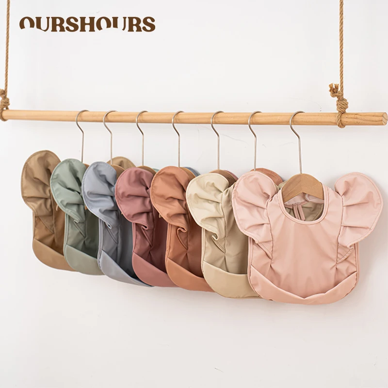 Baby Feeding Bibs Solid Color Newborn Soft Adjustable Burp Cloth for Boys Girls Dining Bib With Pocket Easy Clean Babies Stuff