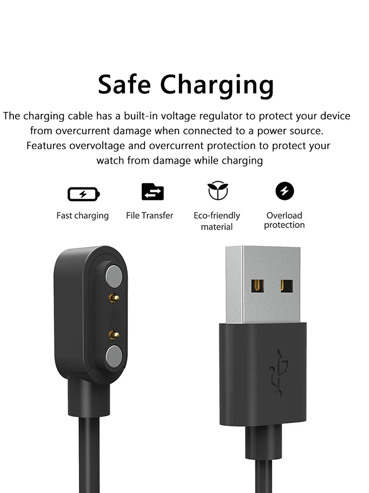 

Магнитный USB-кабель для зарядки, сменный адаптер для зарядного устройства, шнур для зарядки 60 см, 5 В, 1 А, кабель для быстрой зарядки умных часов для Xplora XGO2