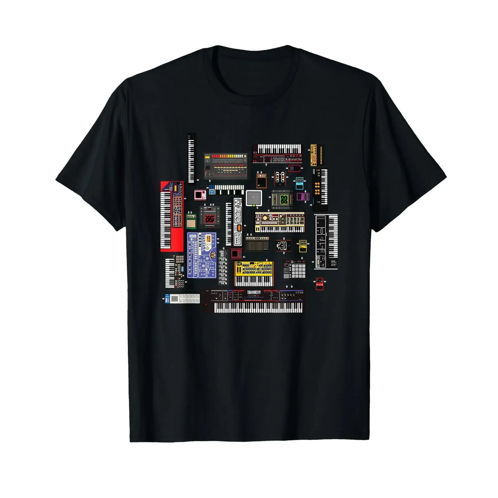 Analog Modular Synthesizer Music Producer Keyboard T Shirt vintage Washed homme Soft Breathable streetwear