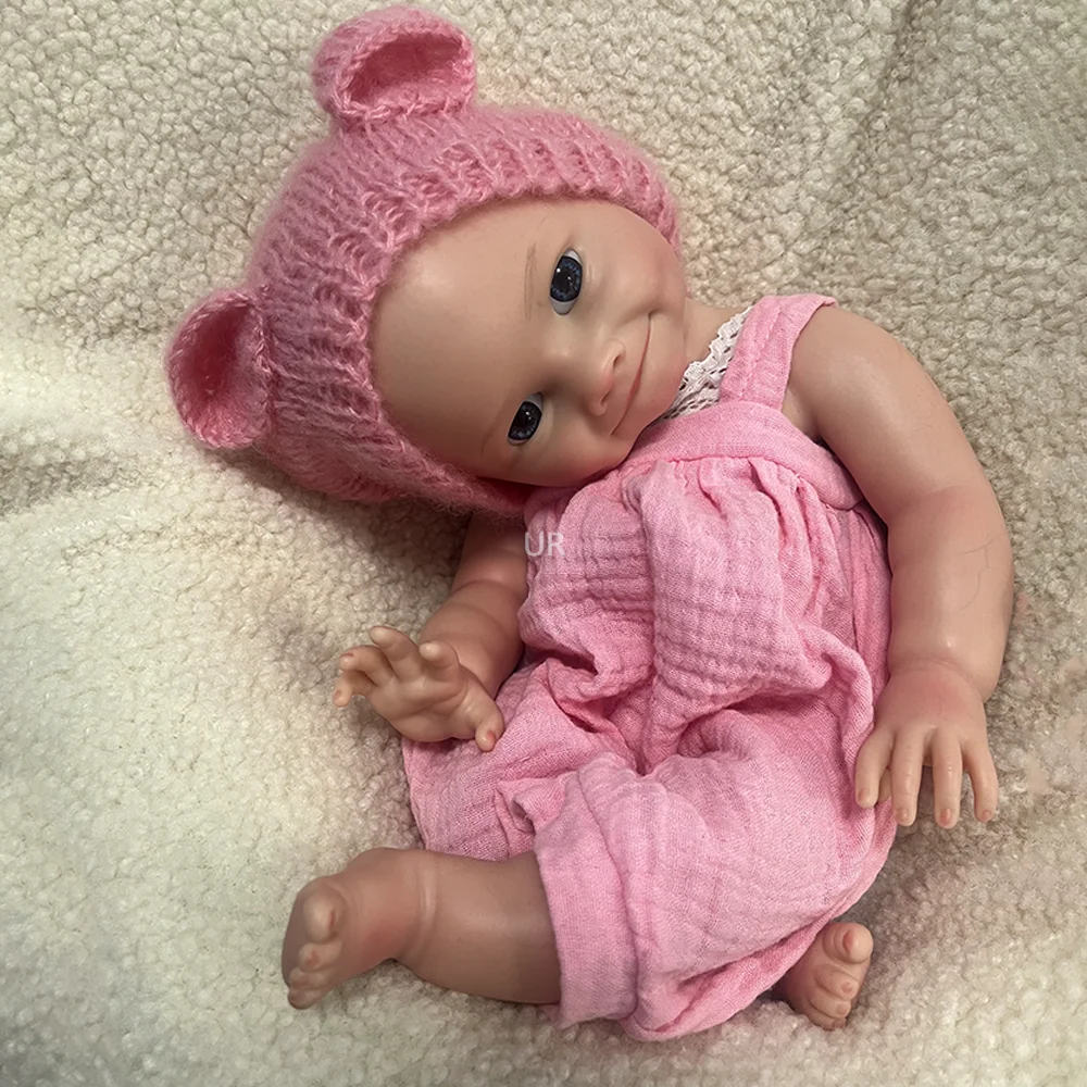 

16" Realistic Reborn Doll Full Platinum Silicone Cute Smiling Face Newborn Baby Girl Lifelike Baby Rebirth Toy