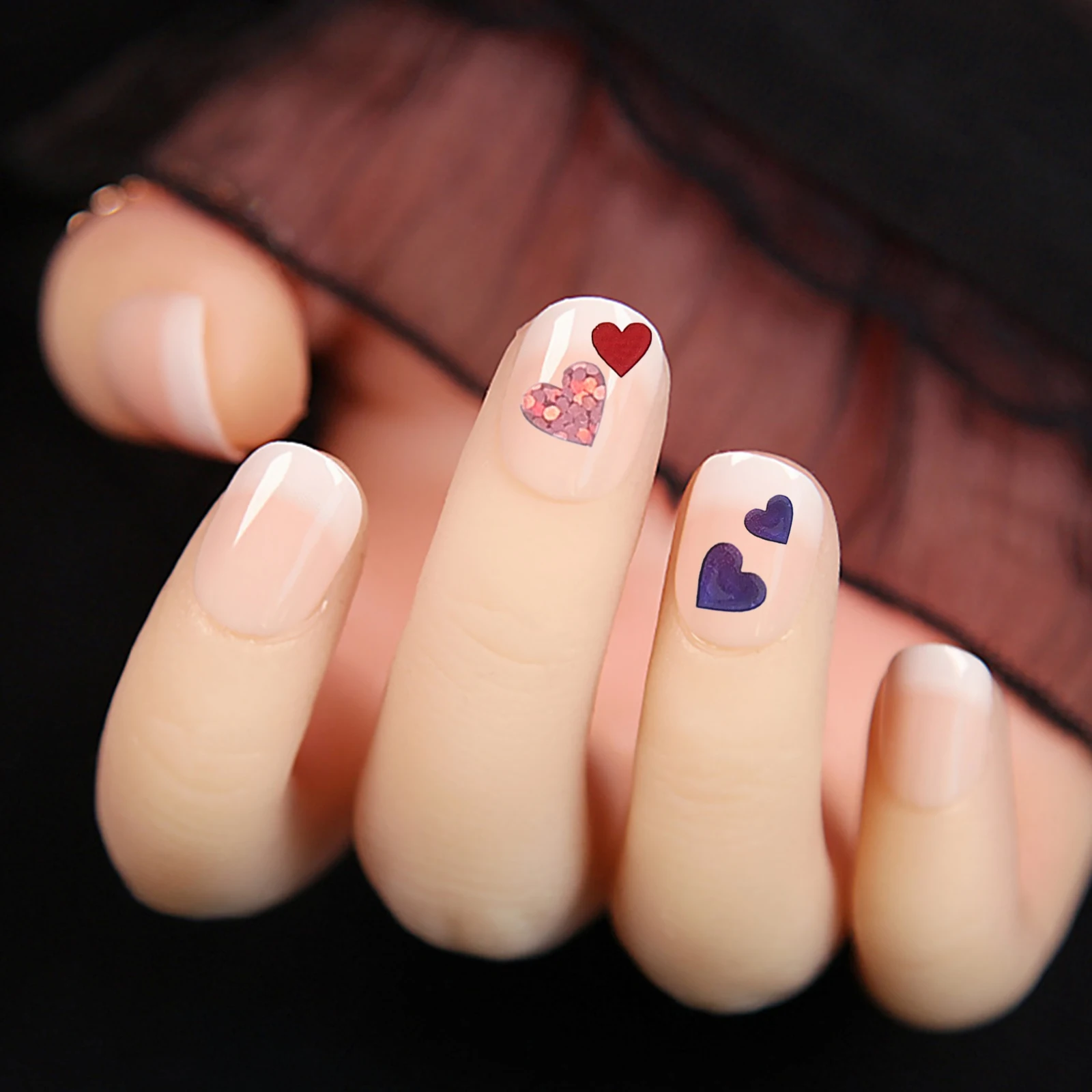 

8pcs Heart Shaped Stickers 8 Sheets Romantic Manicure Diy Decor Accessory Heart Nail Decal Nail Sticker Adornment
