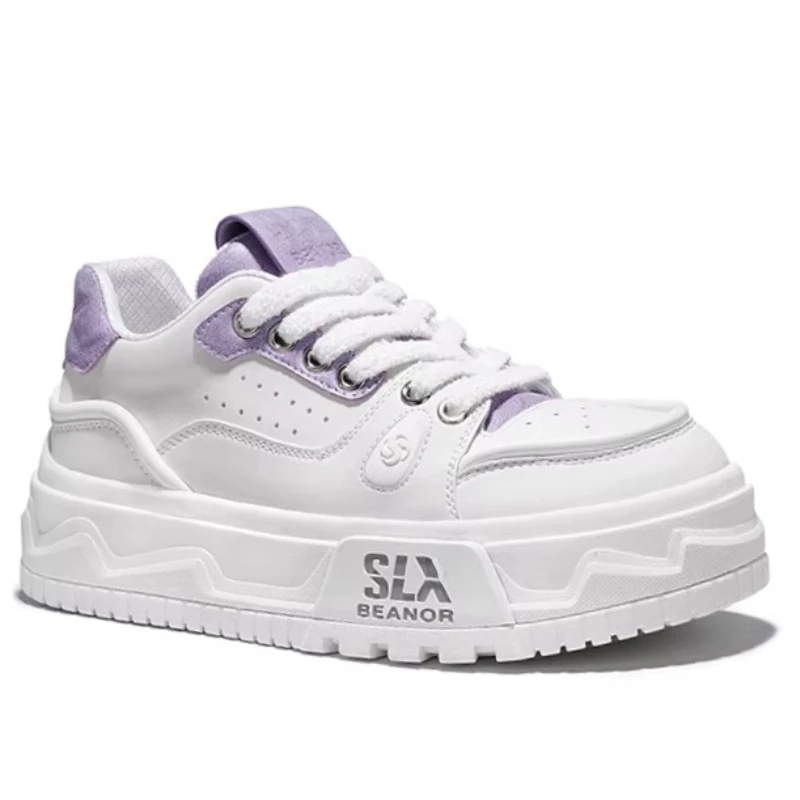 Original Fashion High-end Feeling White Shoes for Men's and Women's Unisex Comfortable Thick Soled Leather Casual Sports Shoes