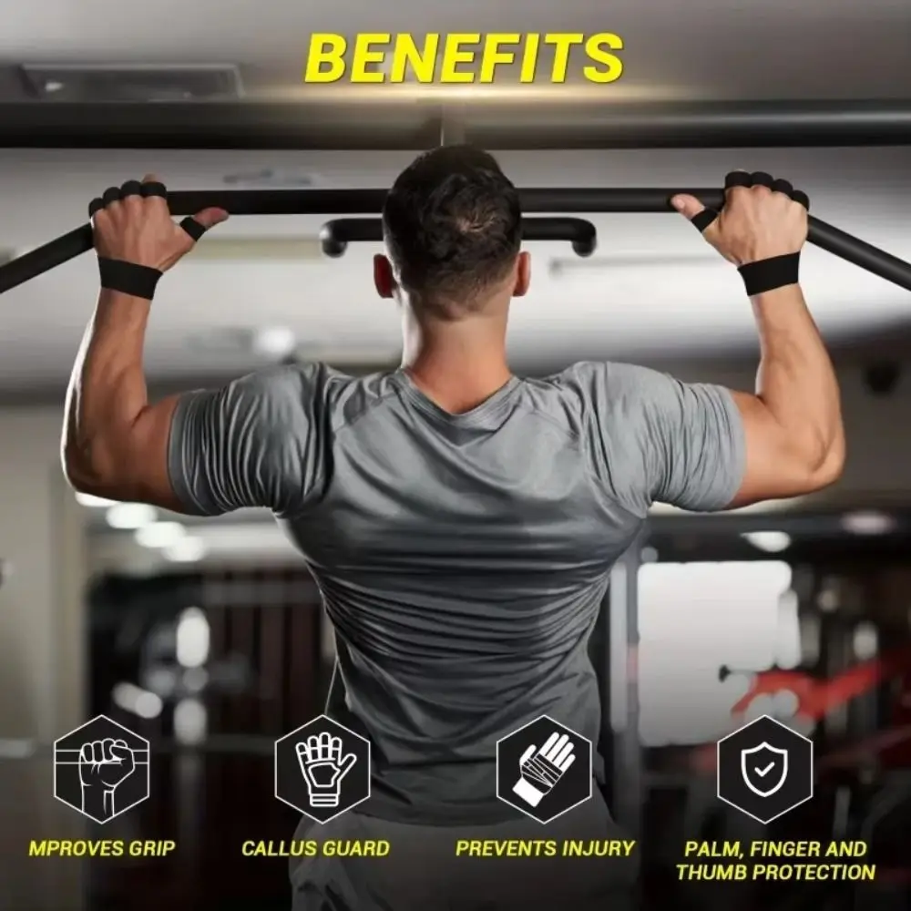 

1 Pair Cowhide Weight Lifting Gloves Four-finger Breathable Ventilated Gym Wristband Deadlift Non-Slip Fitness Workout Gloves