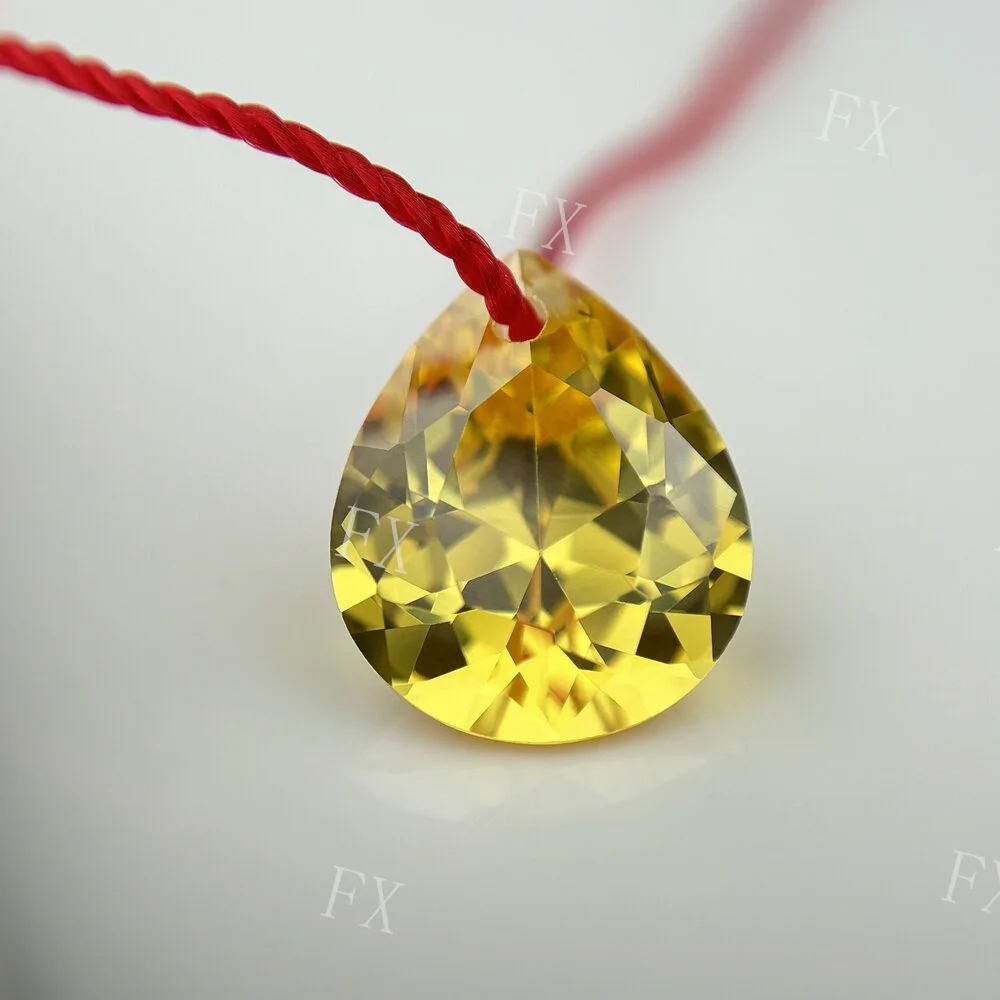 

Single Hole Golden Yellow Pear Beads Cubic Zirconia Stones AAAAA 3x5~10x12mm Synthetic Gems For Jewelry Make