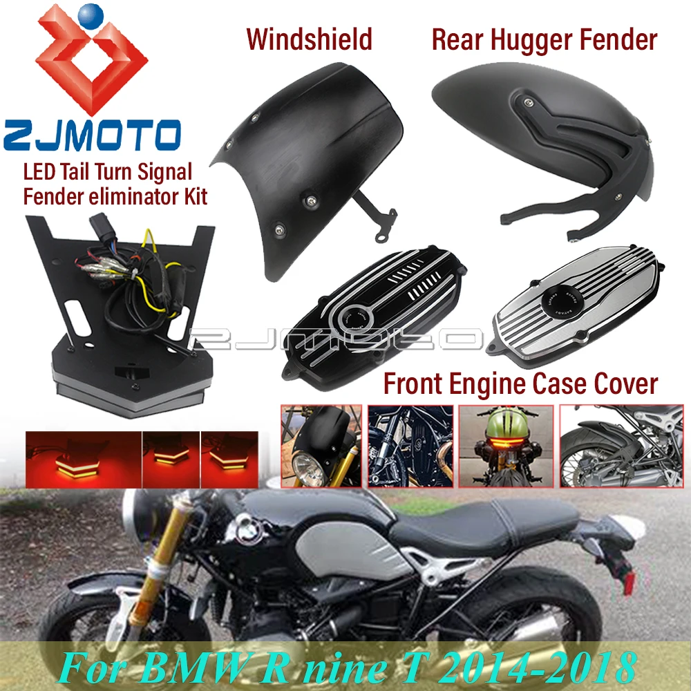 

For BMW R nine T 14-18 Windshield Motorcycle Fender Eliminator Turn Signal Tail Light & Rear Mudguard & Front Engine Case Cover