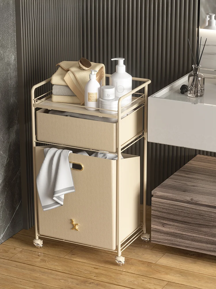 Bathroom rack Floor-to-ceiling multi-layer laundry basket cart Multifunctional laundry basket rack