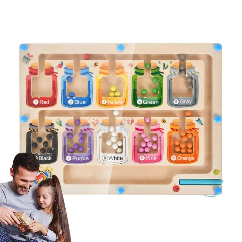 

Magnetic Color and Number Maze Color Matching Learning Counting Puzzle Board Magnet Board Game Fine Motor Skills Toy Preschool