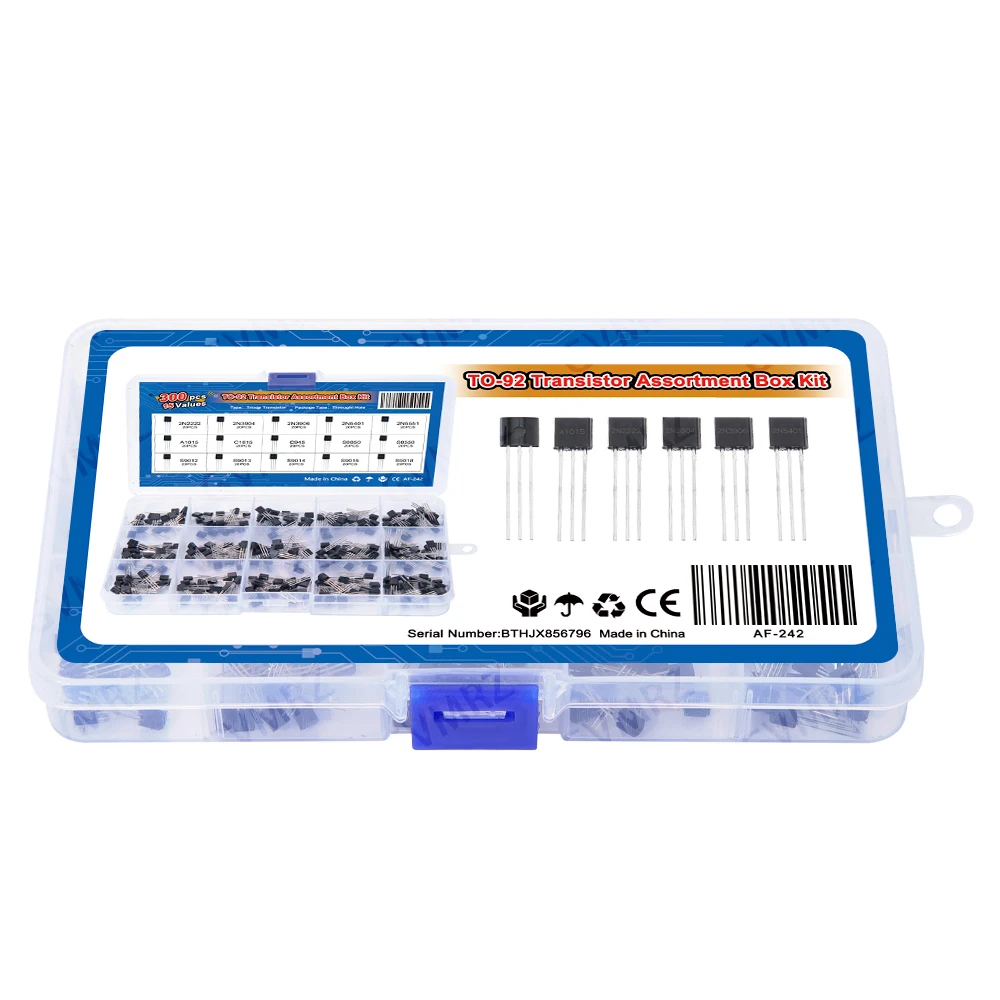 300PCS 2N2222 15Values TO-92 Transistor Assorted Kit (2N2222/S8050/2N3904 etc.) for Arduino DIY Electronic Project
