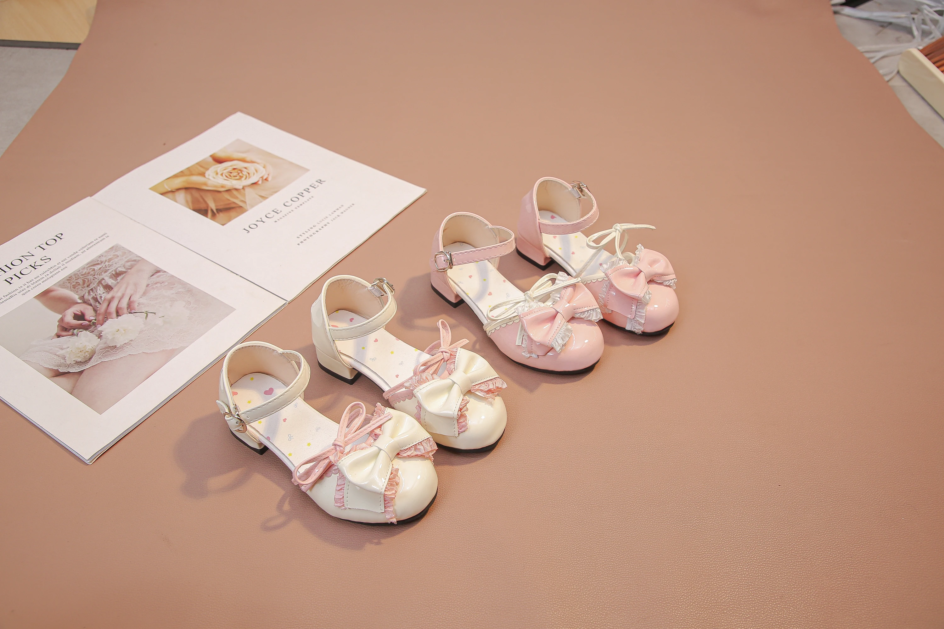 

Kids'Casual Shoes PU Leather Shoes Bow Princess Spring Shoes For Girls Hook and Loop Pink Beige Shoes Size 26-36